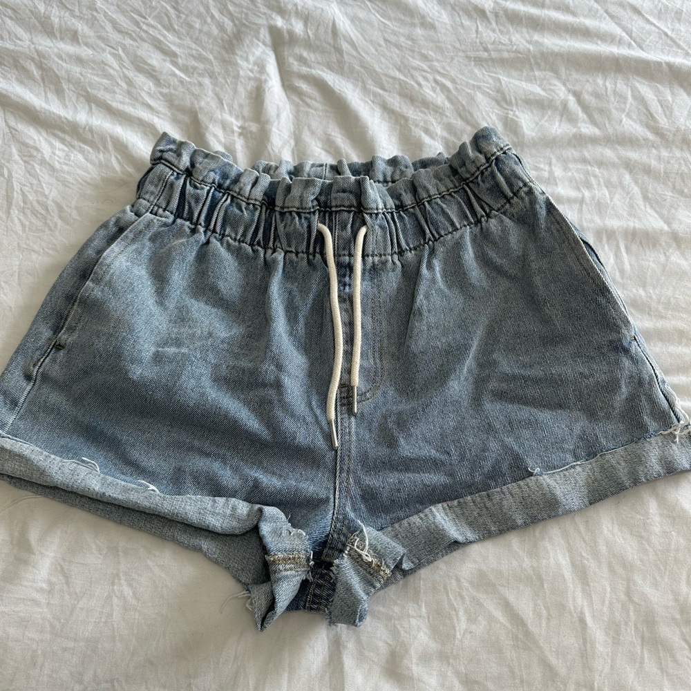 RSQ paper bag denim shorts